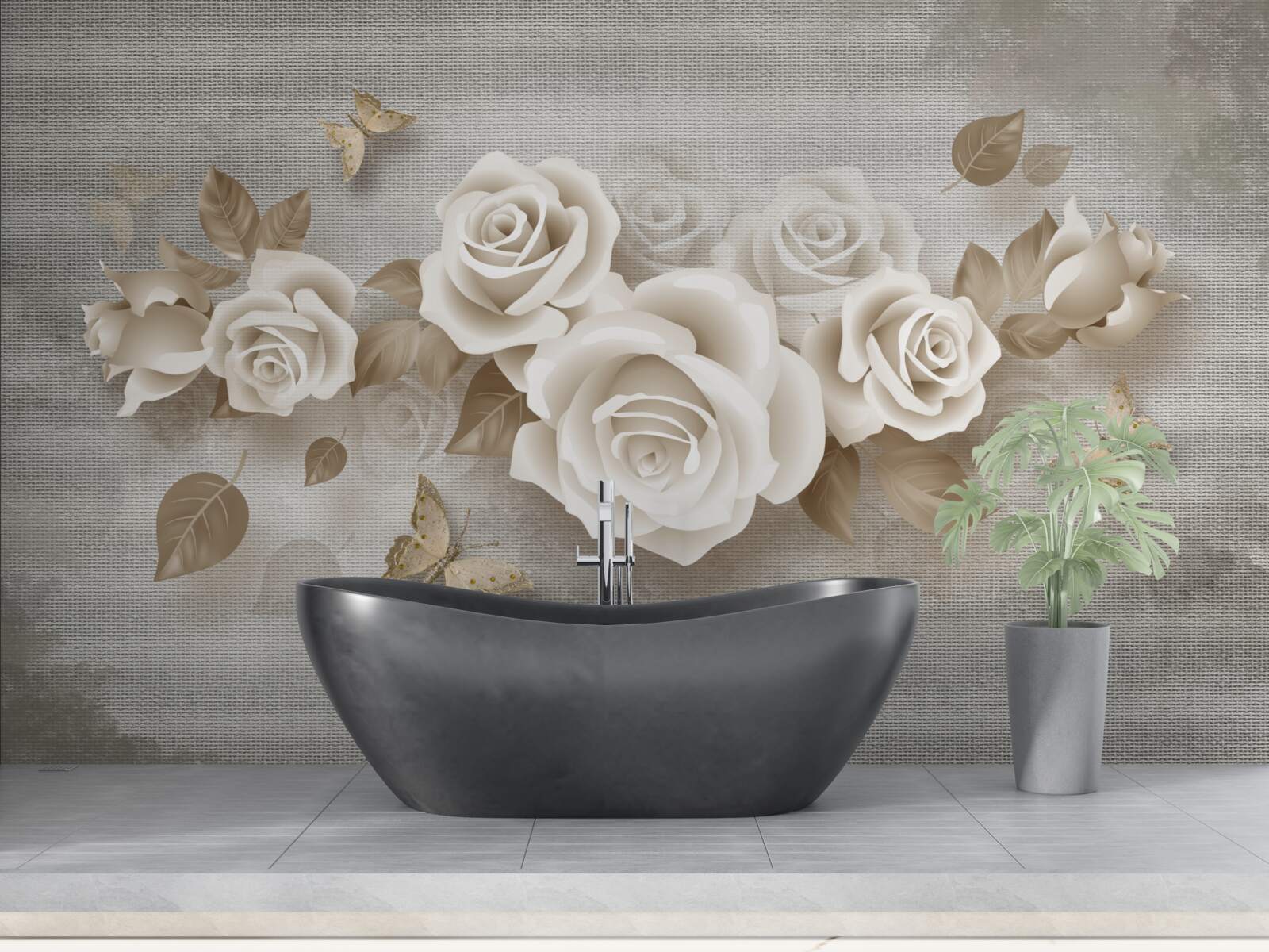 Фотошпалери витончене стебло троянди кольору слонової кістки