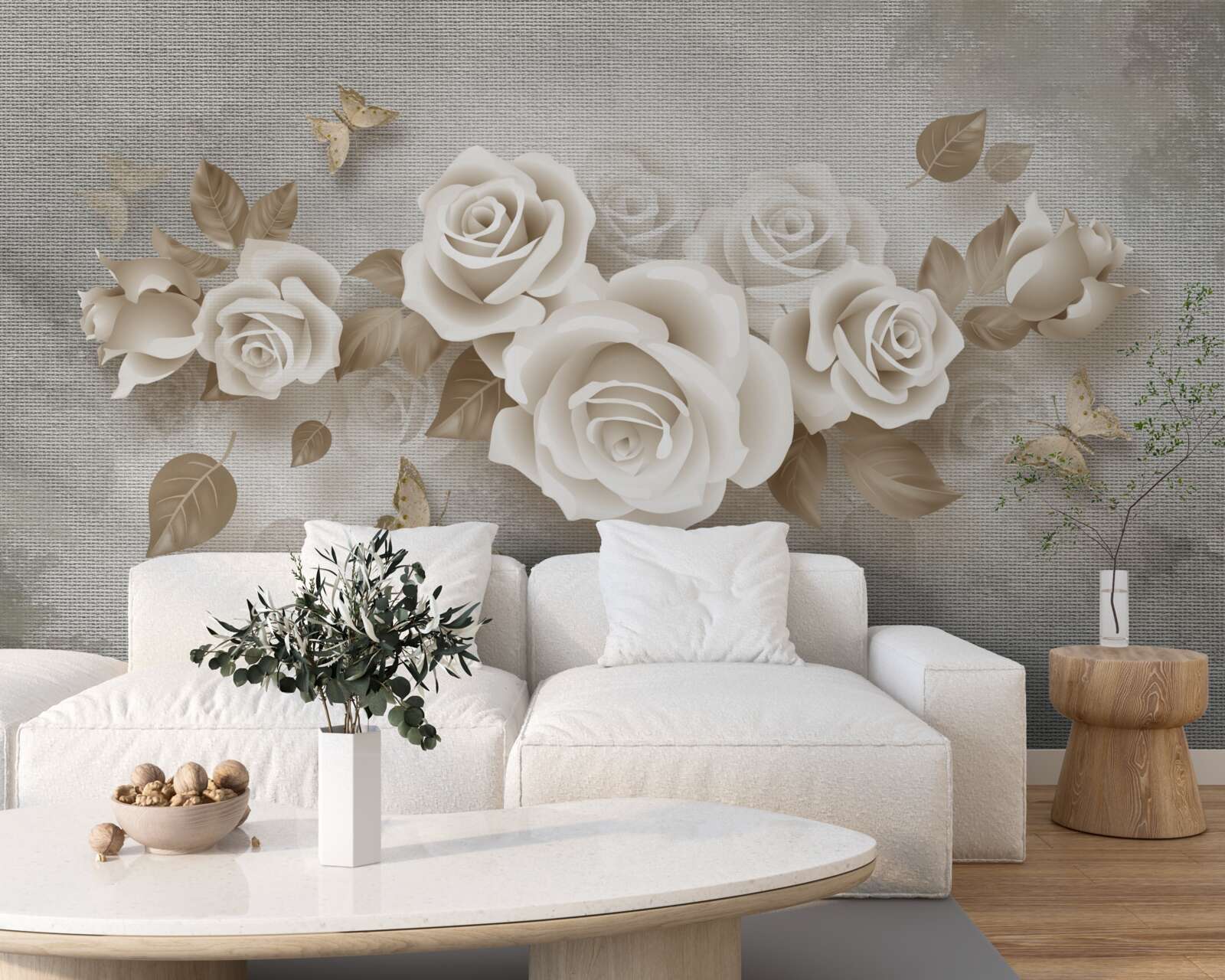 Фотошпалери витончене стебло троянди кольору слонової кістки