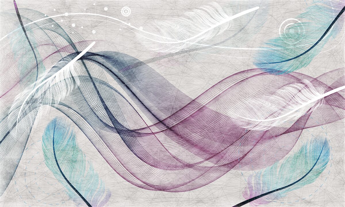 Фотошпалери абстракція у кольорах пір'я та хвиль