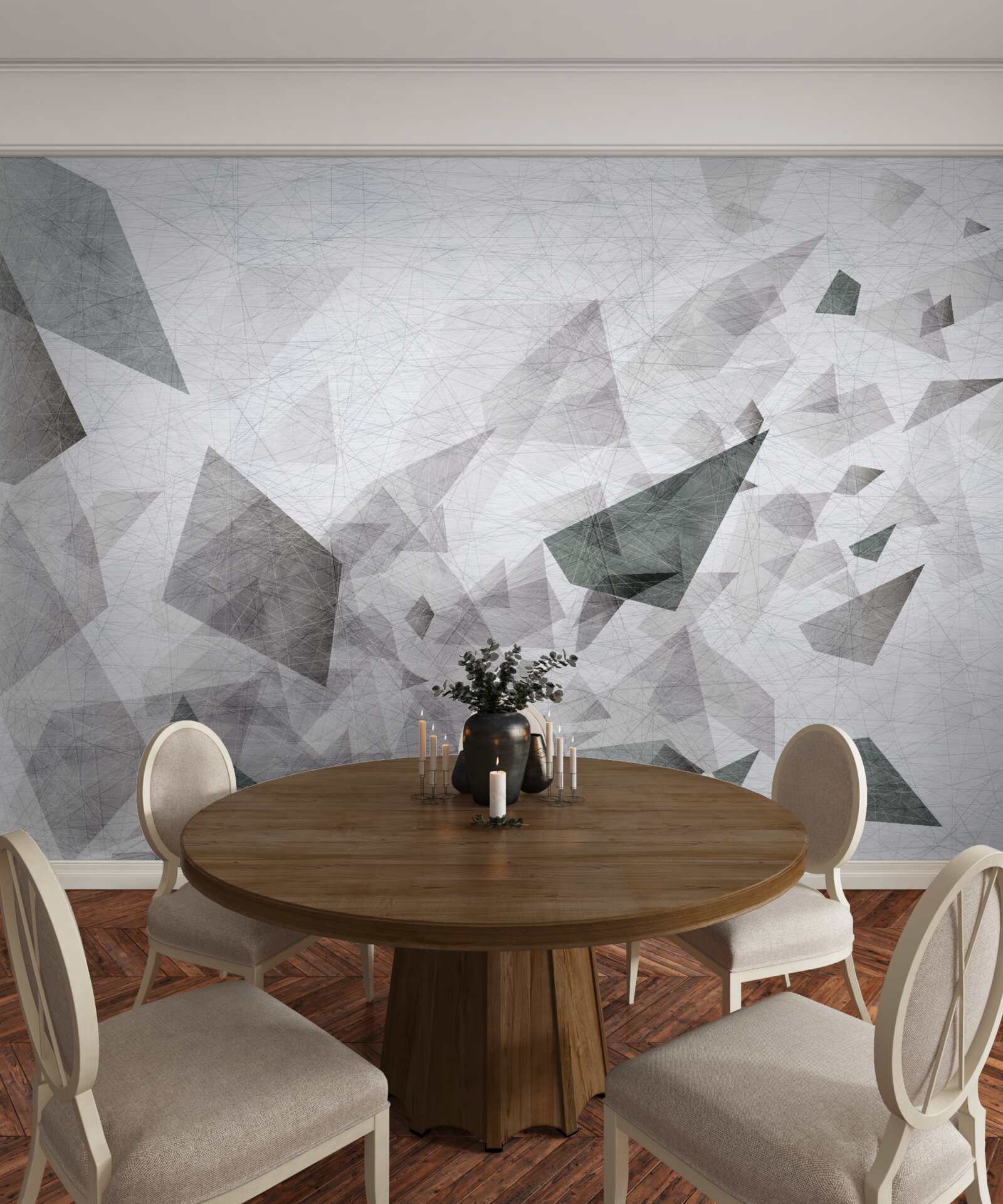 Фотошпалери сірий фон з абстрактним візерунком ниток