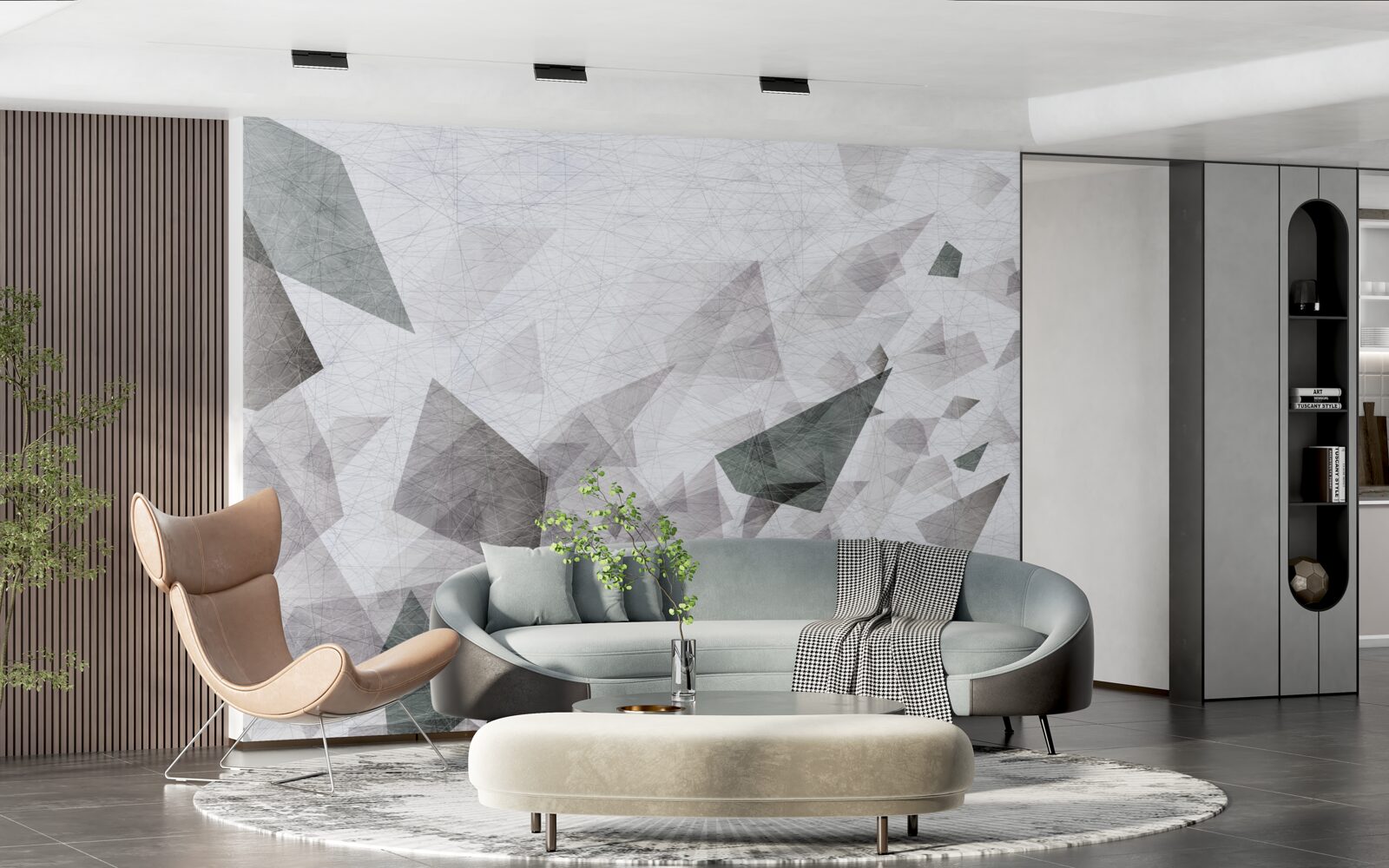 Фотошпалери сірий фон з абстрактним візерунком ниток