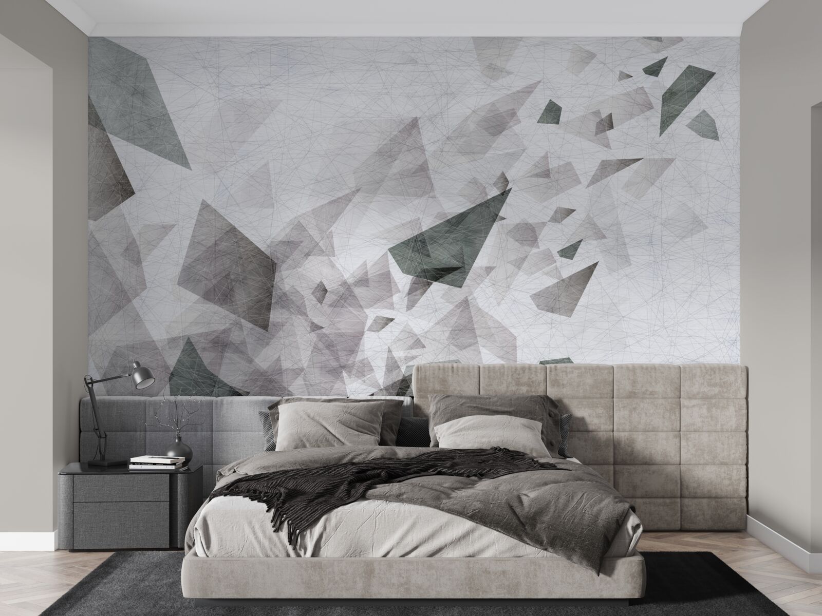 Фотошпалери сірий фон з абстрактним візерунком ниток