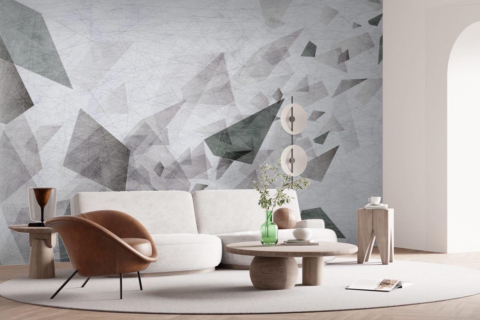 Фотошпалери сірий фон з абстрактним візерунком ниток