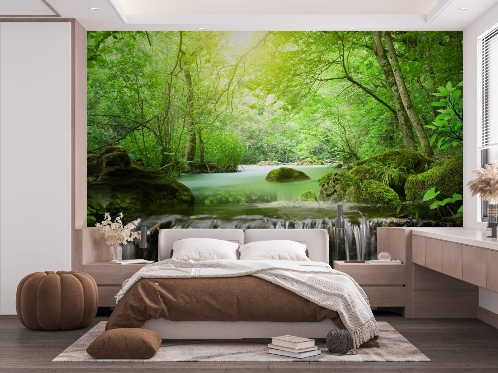 Фотошпалери сонячні промені досягають водоспаду