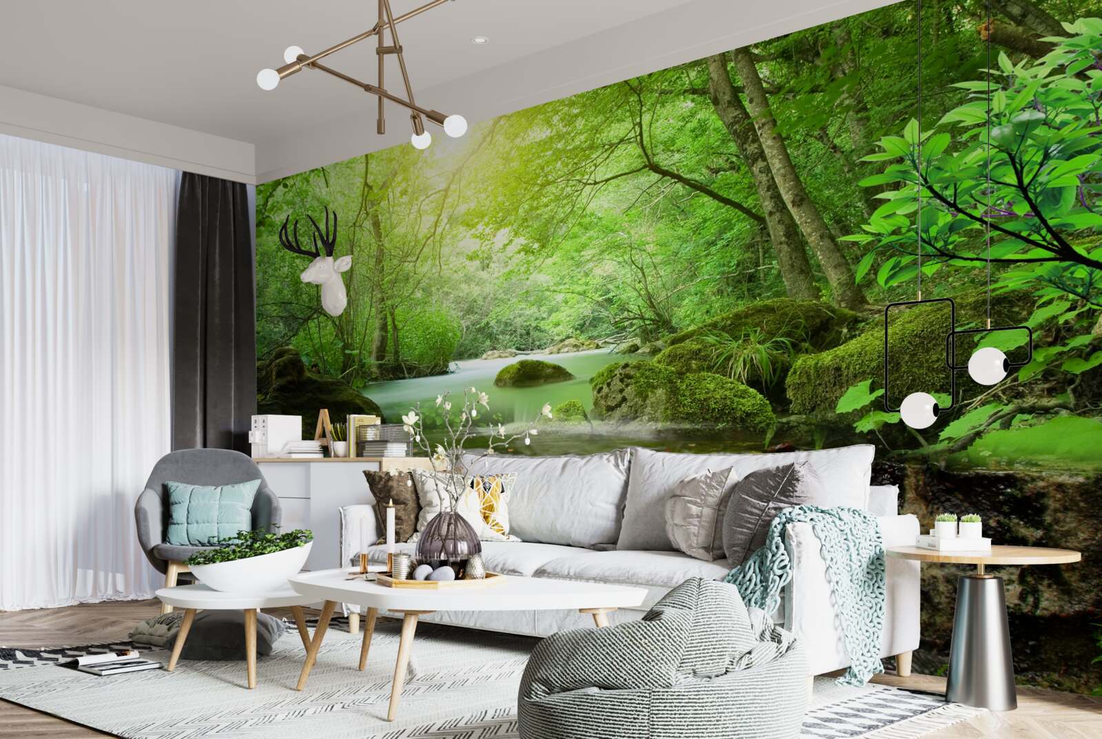 Фотошпалери сонячні промені досягають водоспаду