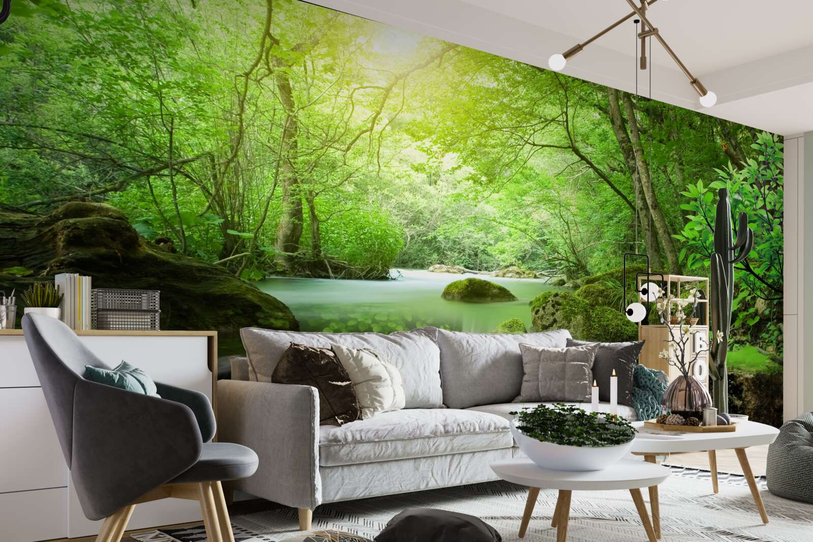 Фотошпалери сонячні промені досягають водоспаду