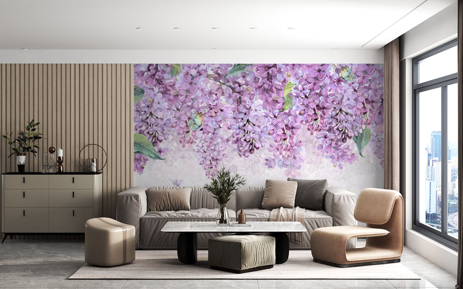 Фотошпалери світло-фіолетова бузкова стіна