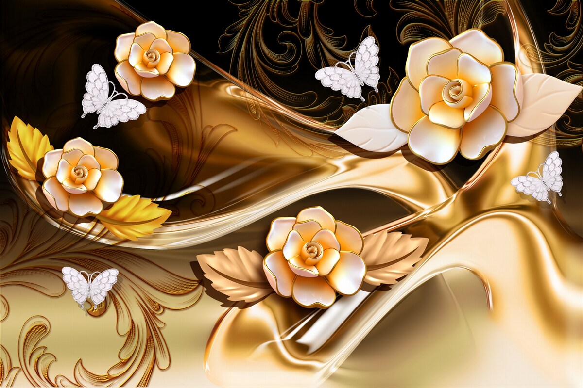 Фотошпалери магнолії з кремовими квітами на ніжних гілках