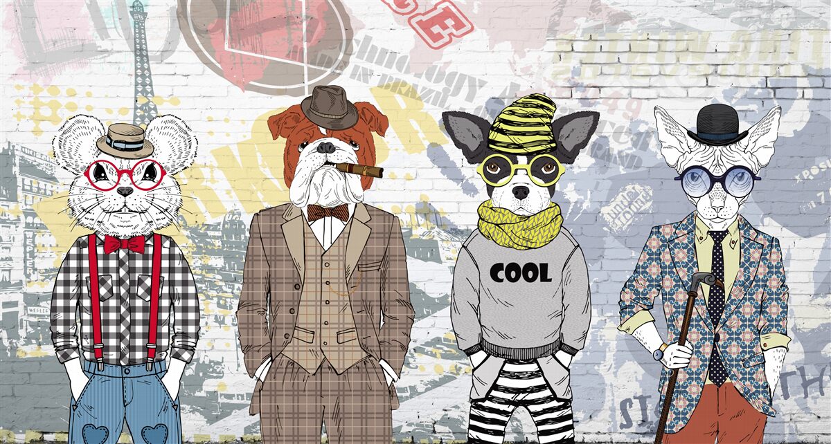 Фотошпалери тварини в модному одязі