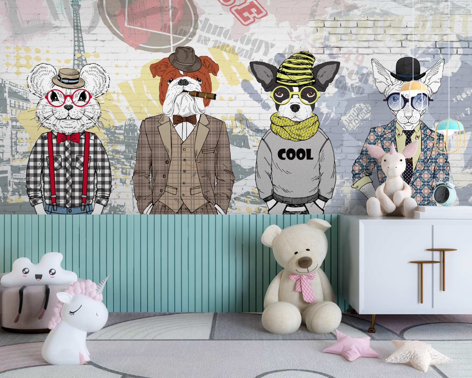 Фотошпалери тварини в модному одязі