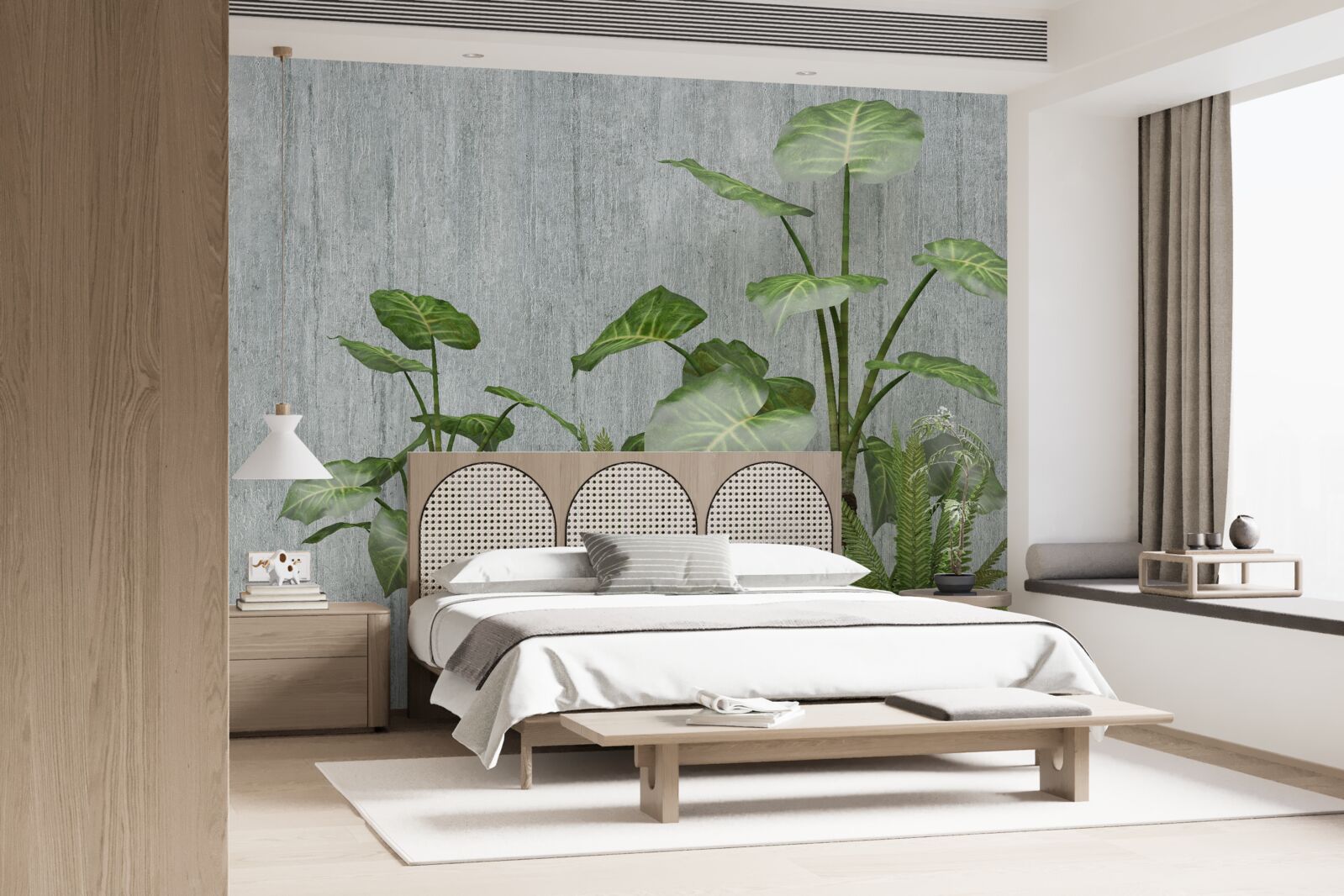 Фотошпалери величезний кущ монстери на сріблястому тлі