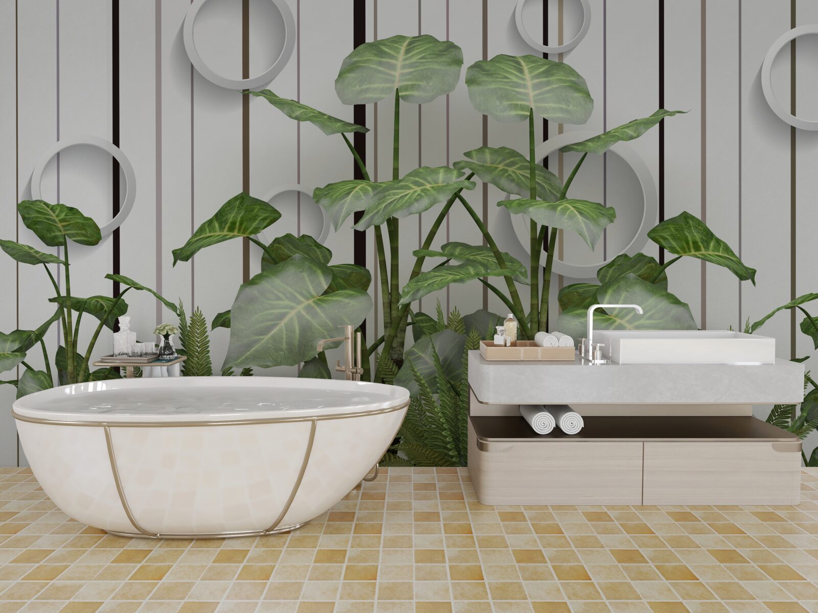 Фотошпалери абстрактний фон, прикрашений зеленою рослинністю