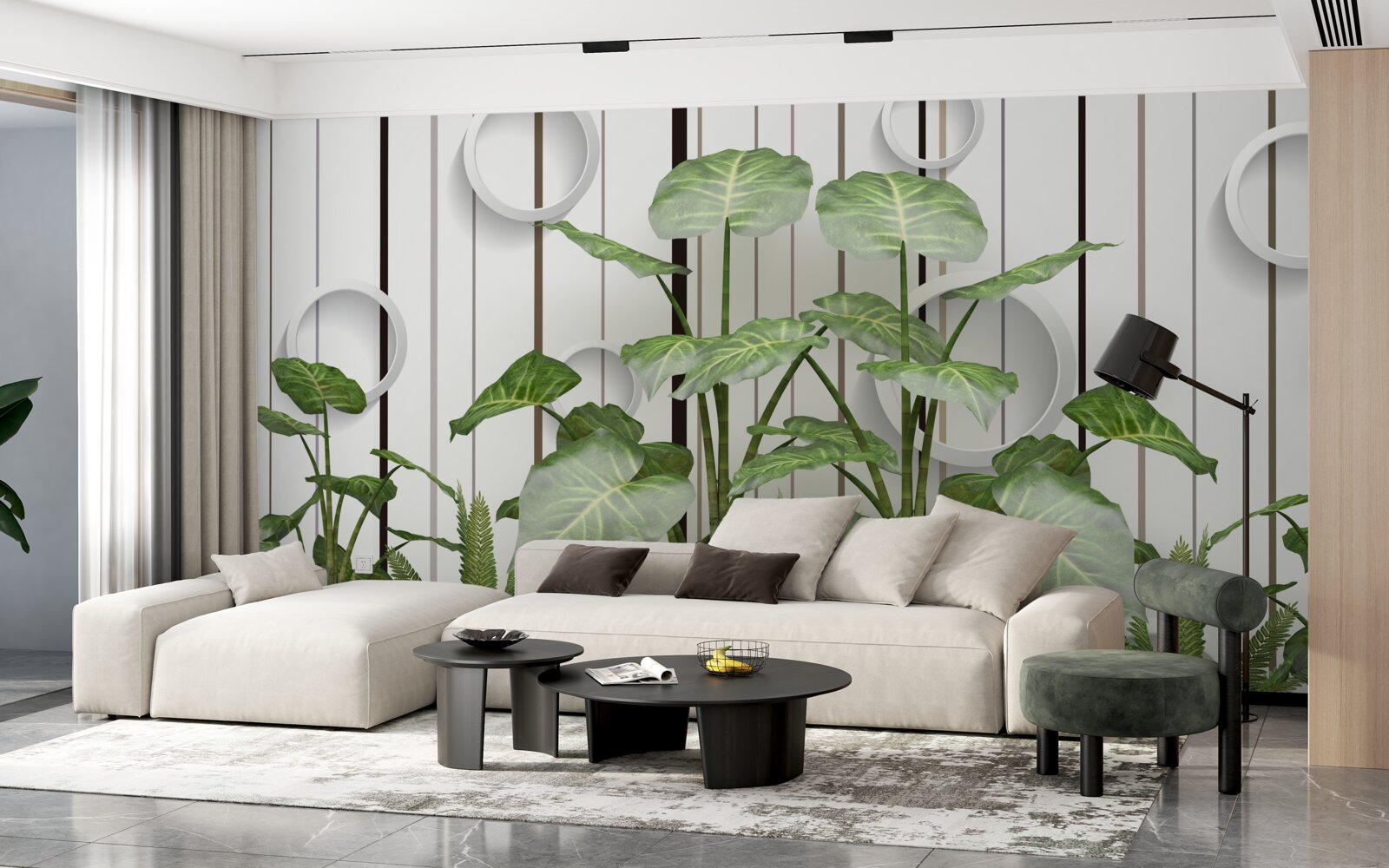 Фотошпалери абстрактний фон, прикрашений зеленою рослинністю