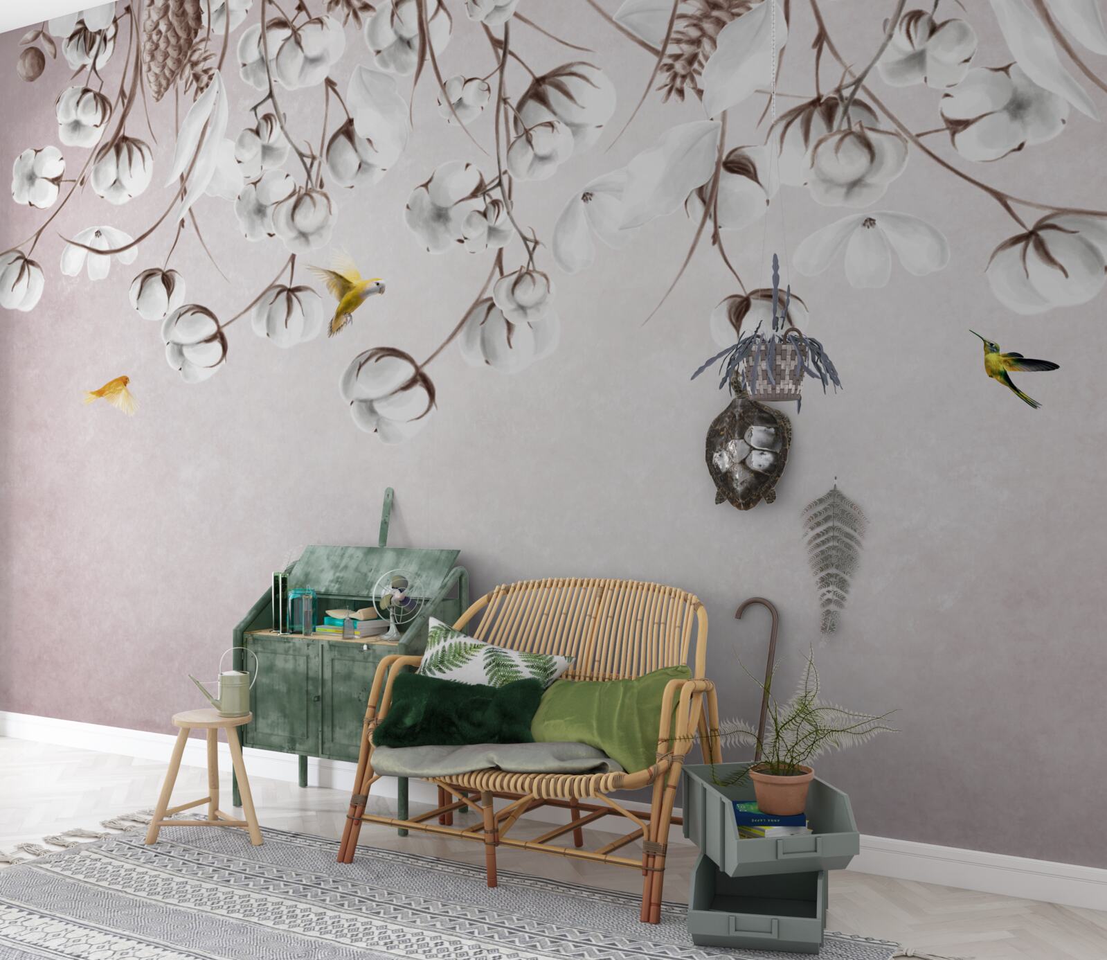 Фотошпалери світла бавовна на білому тлі