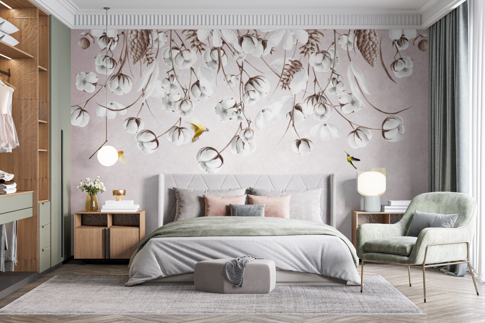 Фотошпалери світла бавовна на білому тлі