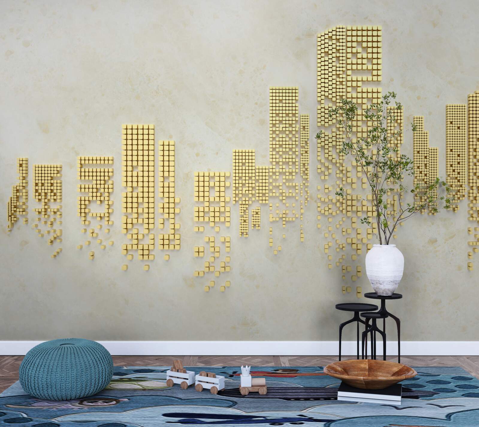 Фотошпалери квартири в золотому кубі