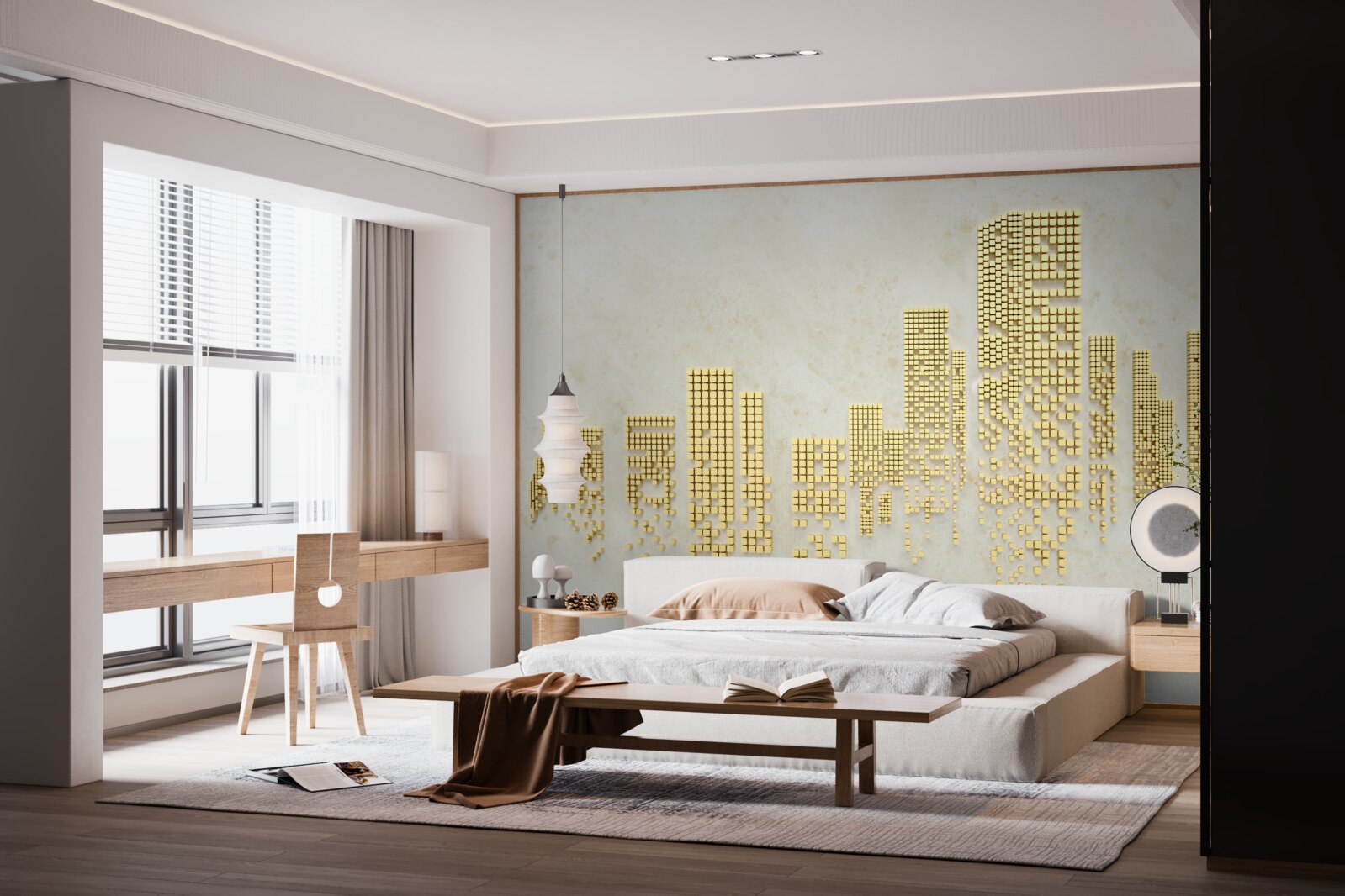 Фотошпалери квартири в золотому кубі