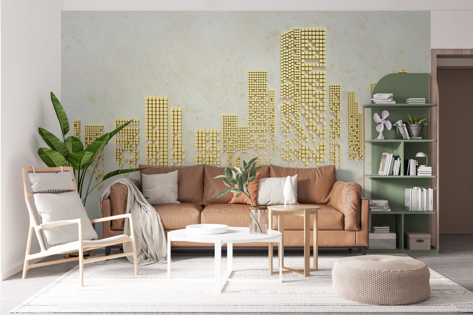 Фотошпалери квартири в золотому кубі