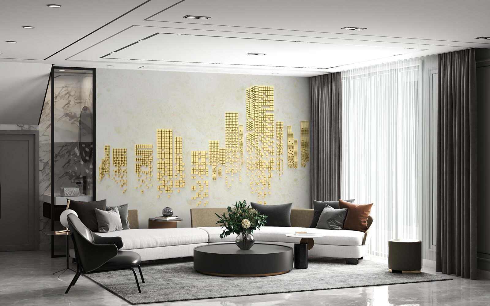 Фотошпалери квартири в золотому кубі