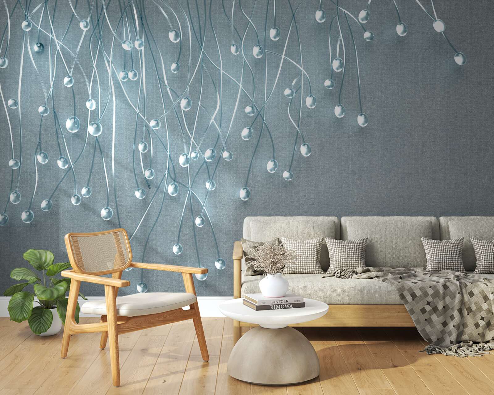 Фотошпалери абстрактні зображення вертикально розташованих квітів на гілках