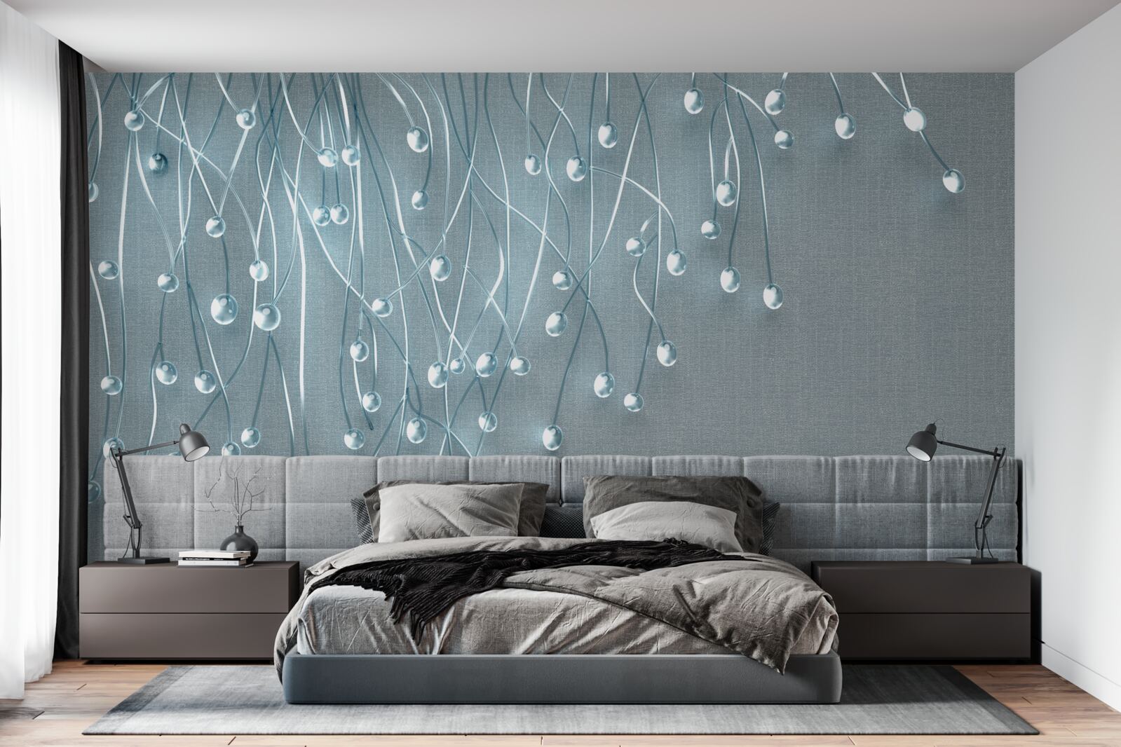 Фотошпалери абстрактні зображення вертикально розташованих квітів на гілках