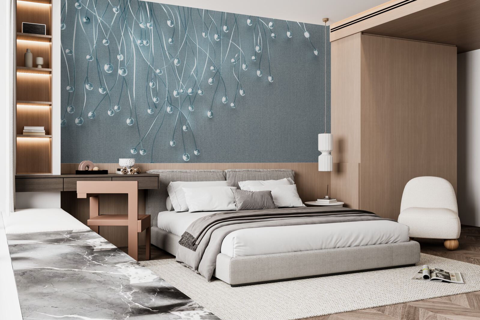 Фотошпалери абстрактні зображення вертикально розташованих квітів на гілках