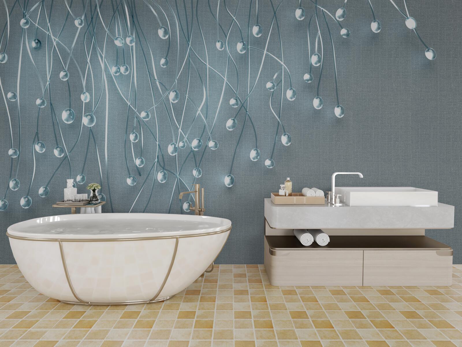 Фотошпалери абстрактні зображення вертикально розташованих квітів на гілках