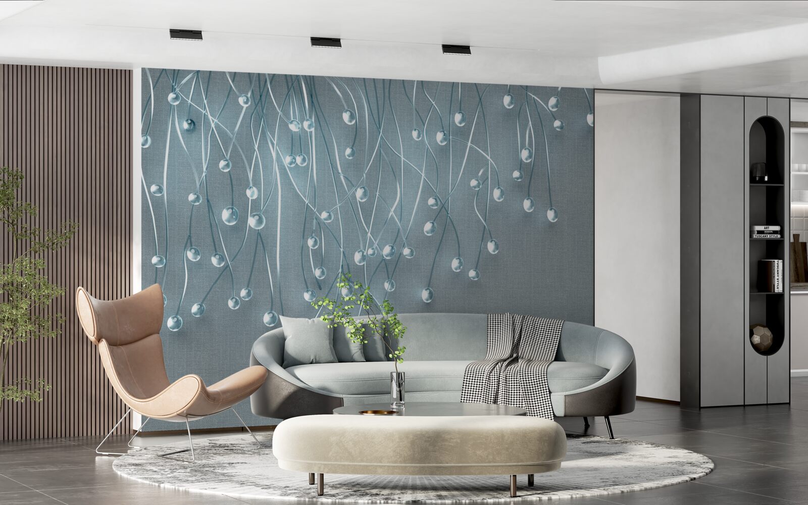 Фотошпалери абстрактні зображення вертикально розташованих квітів на гілках