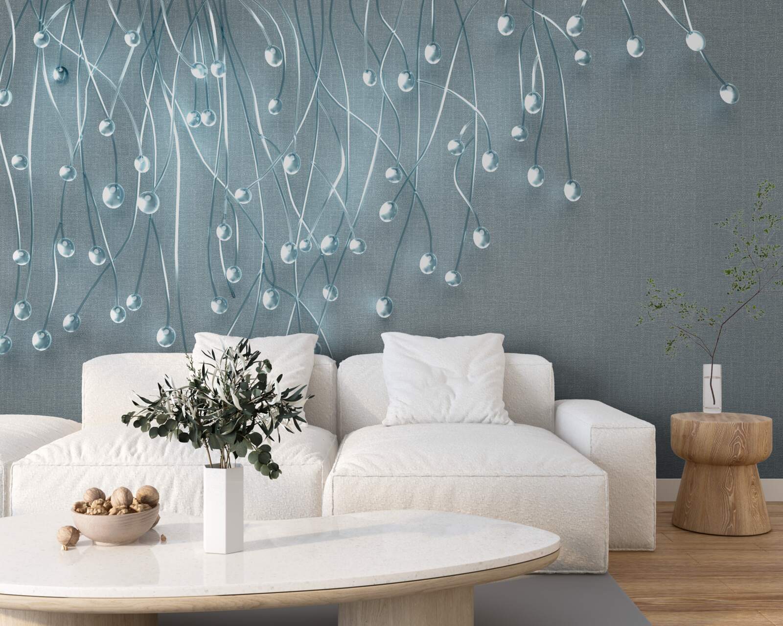 Фотошпалери абстрактні зображення вертикально розташованих квітів на гілках