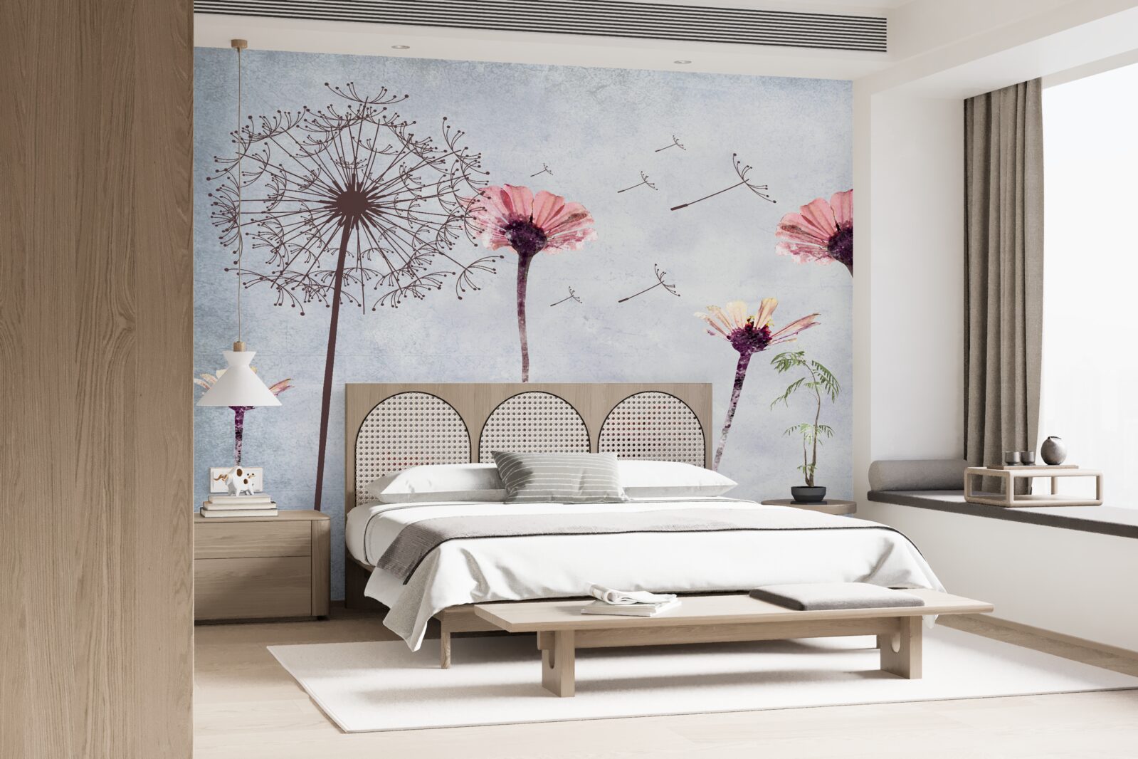 Фотошпалери маки та гербери під сильними поривами вітру