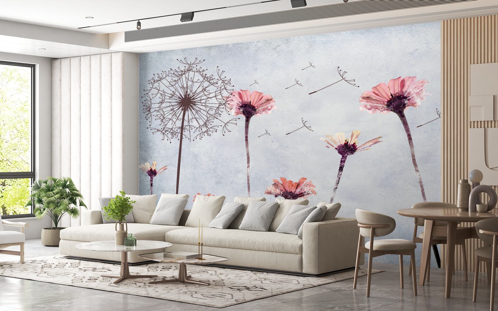 Фотошпалери маки та гербери під сильними поривами вітру