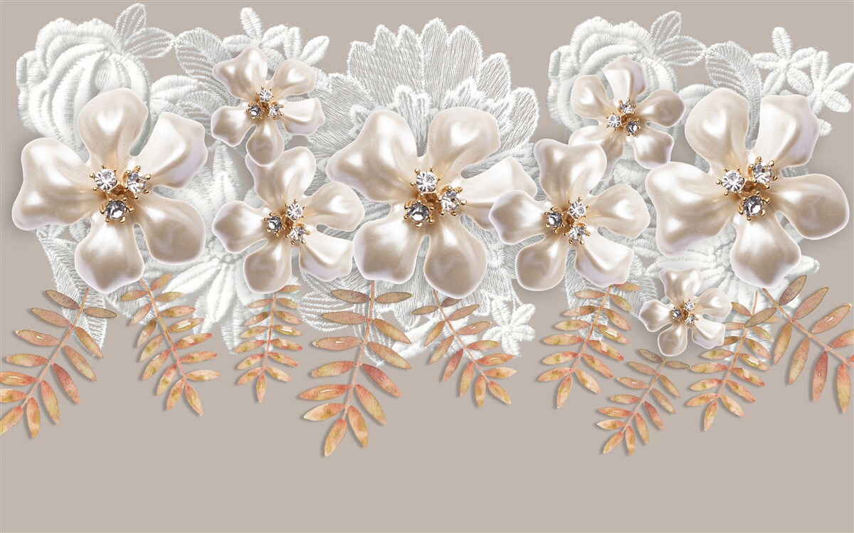 Фотошпалери білі бутони, що виблискують яскравою красою, на золотих гілках