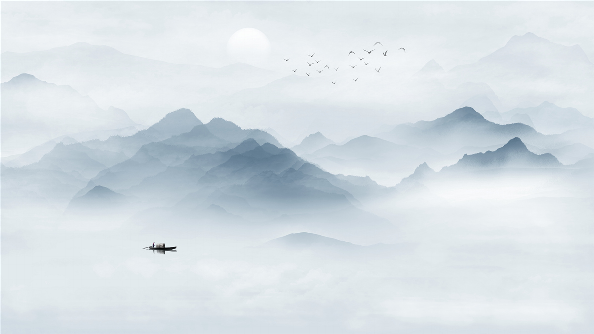 Фотошпалери У горах згущувався туман, і рибалка залишився наодинці з собою