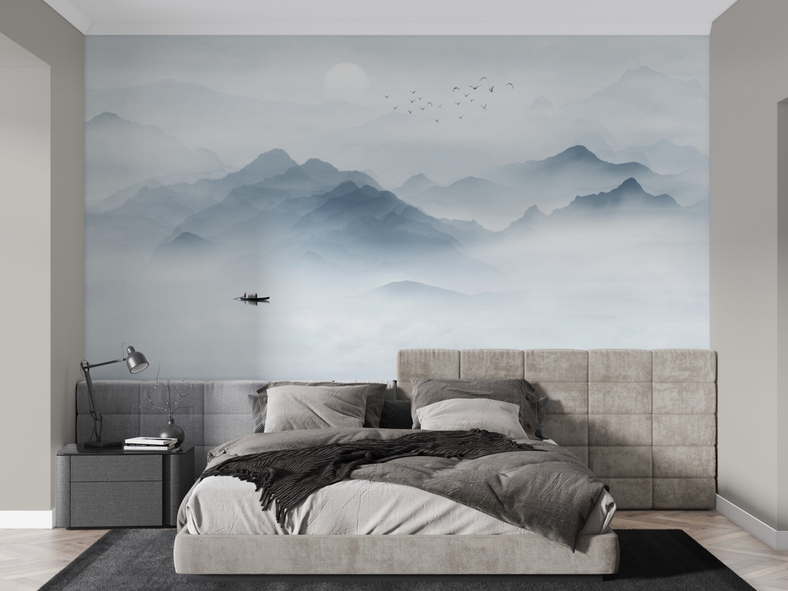 Фотошпалери У горах згущувався туман, і рибалка залишився наодинці з собою