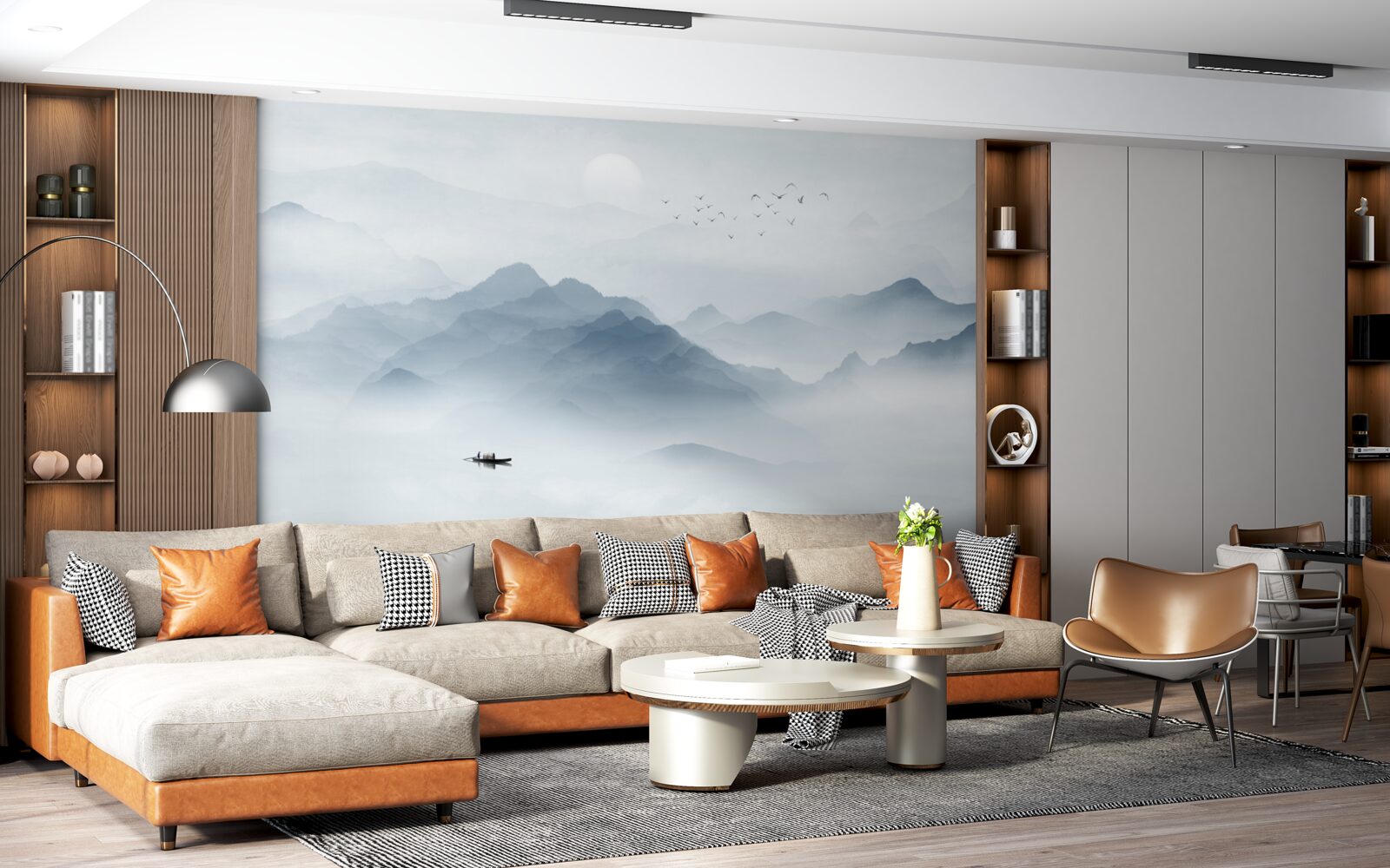 Фотошпалери У горах згущувався туман, і рибалка залишився наодинці з собою