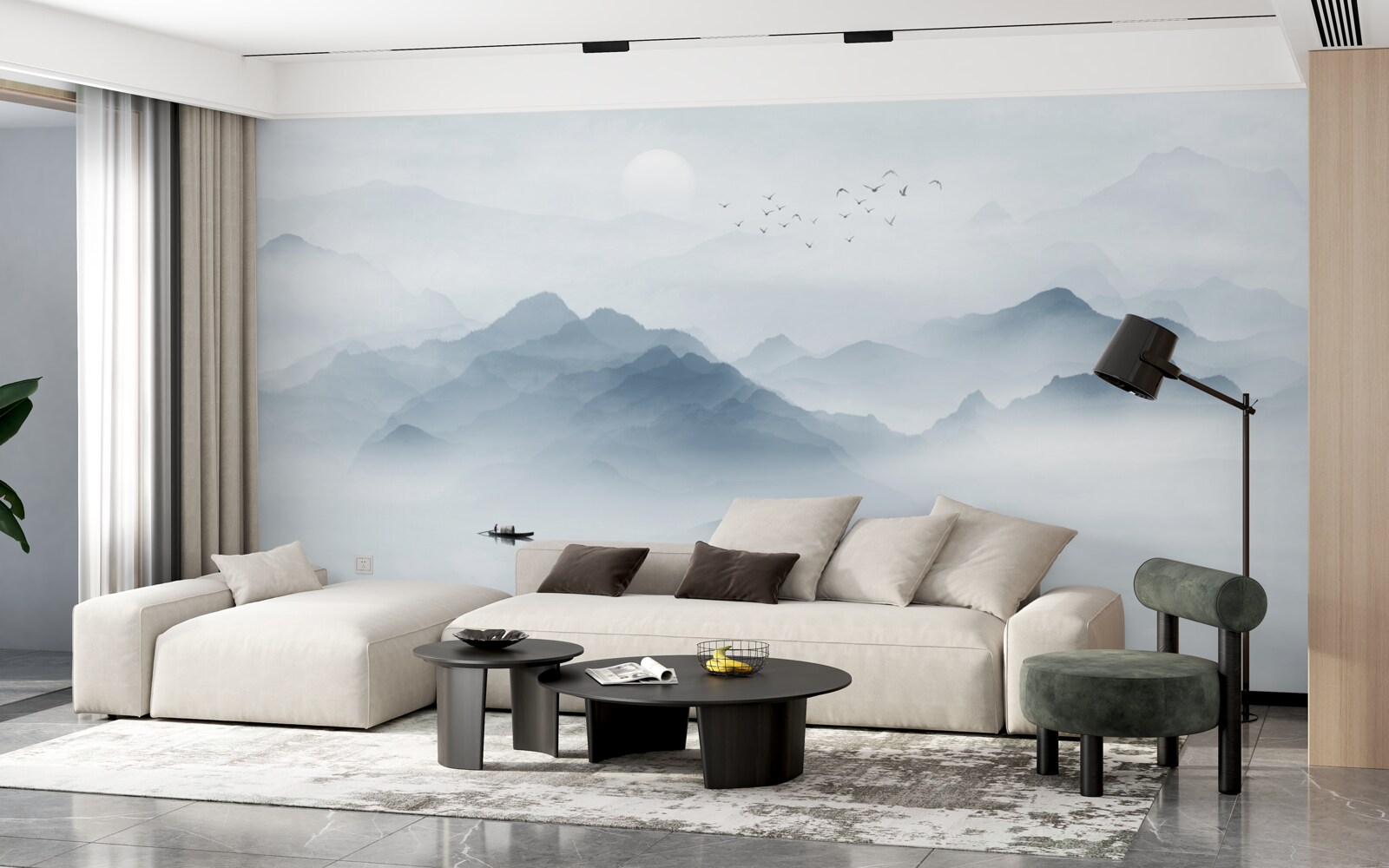 Фотошпалери У горах згущувався туман, і рибалка залишився наодинці з собою