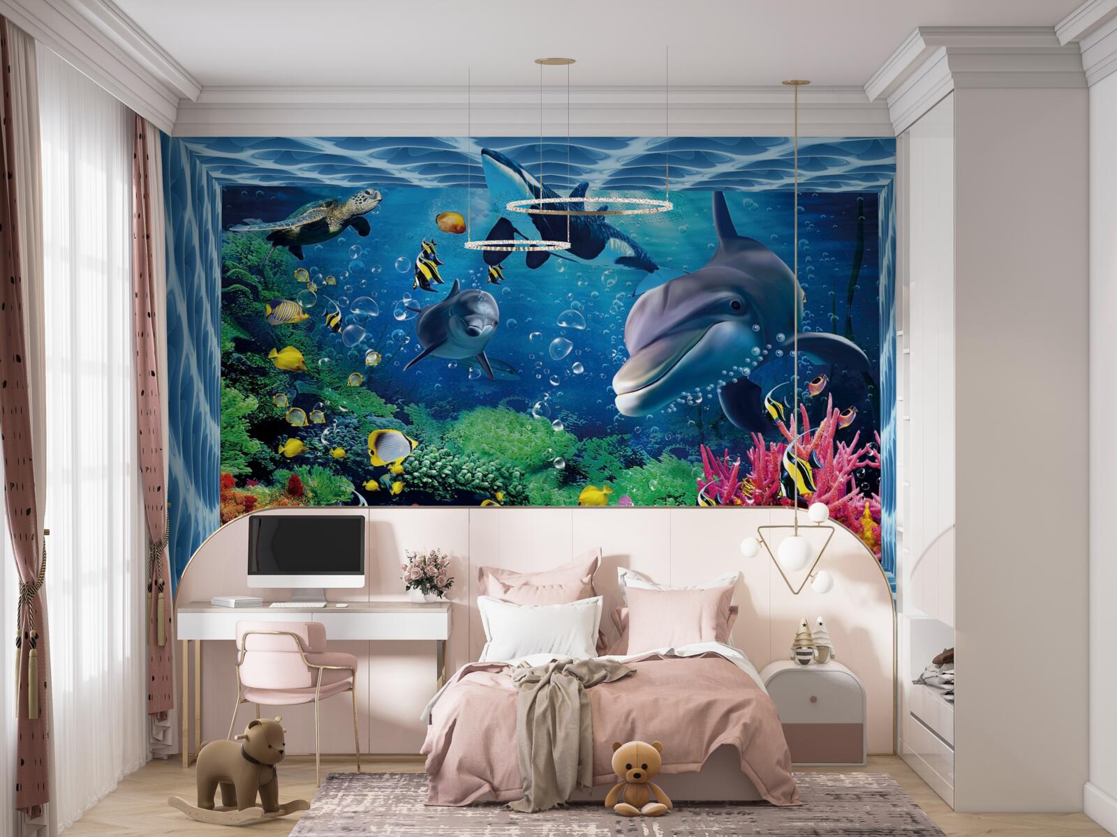 Фотошпалери підводний світ з дельфінами