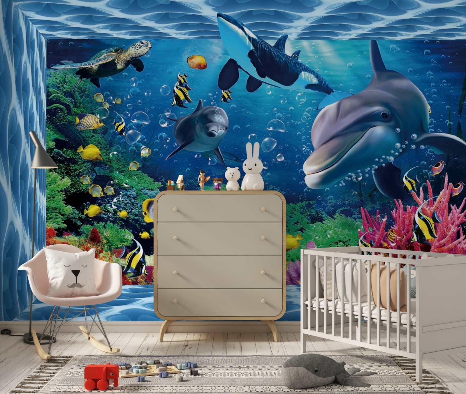 Фотошпалери підводний світ з дельфінами