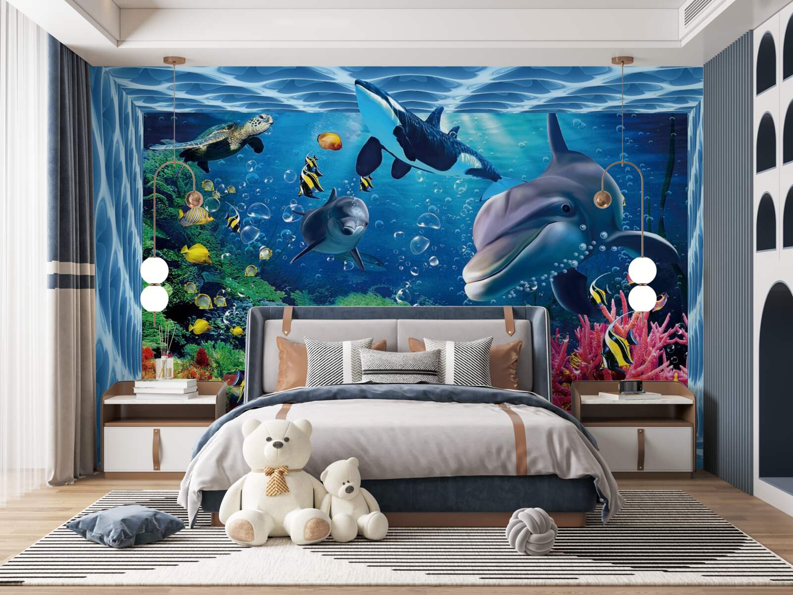 Фотошпалери підводний світ з дельфінами