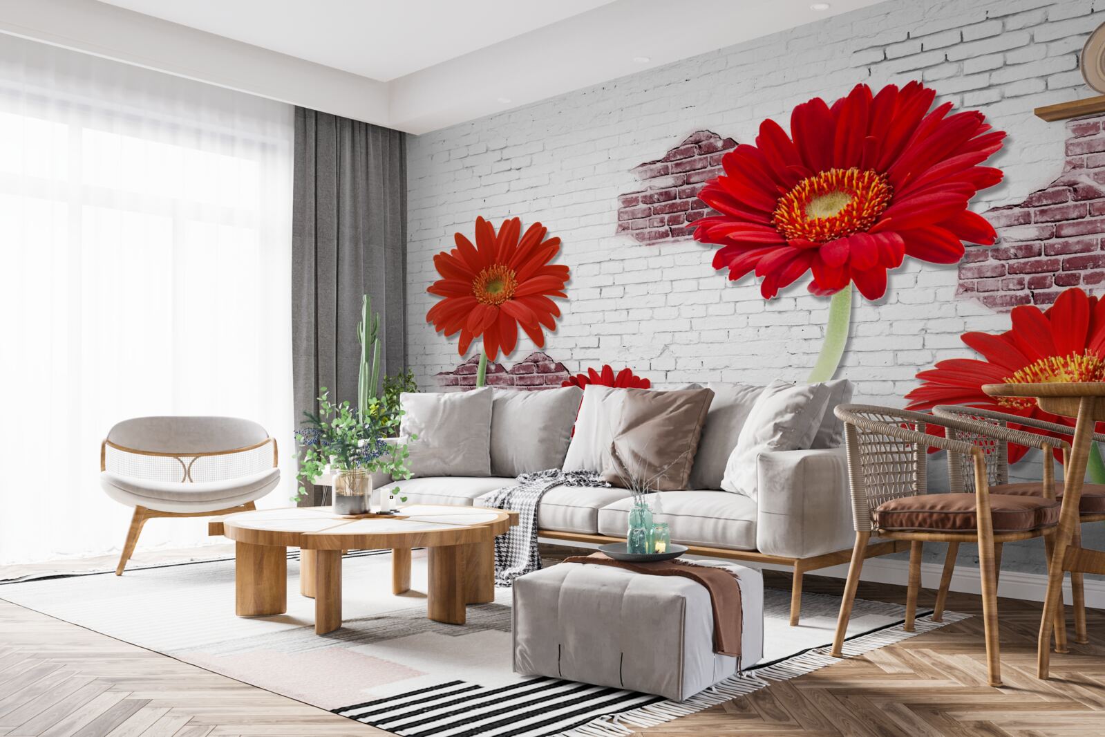 Фотошпалери елегантні червоні гербери