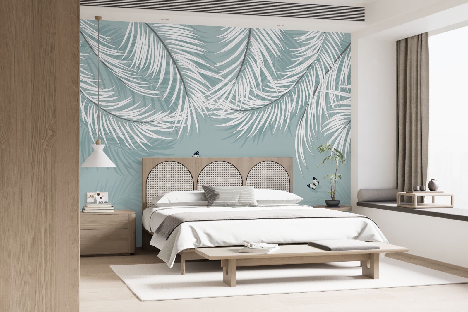 Фотошпалери метелики ховаються під пальмовим листям