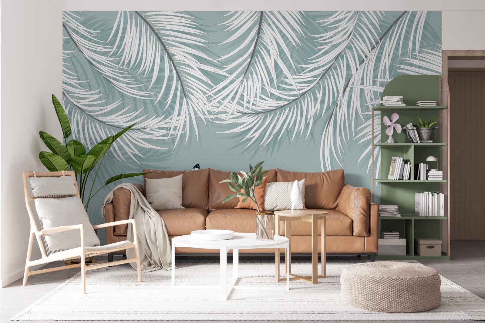 Фотошпалери метелики ховаються під пальмовим листям