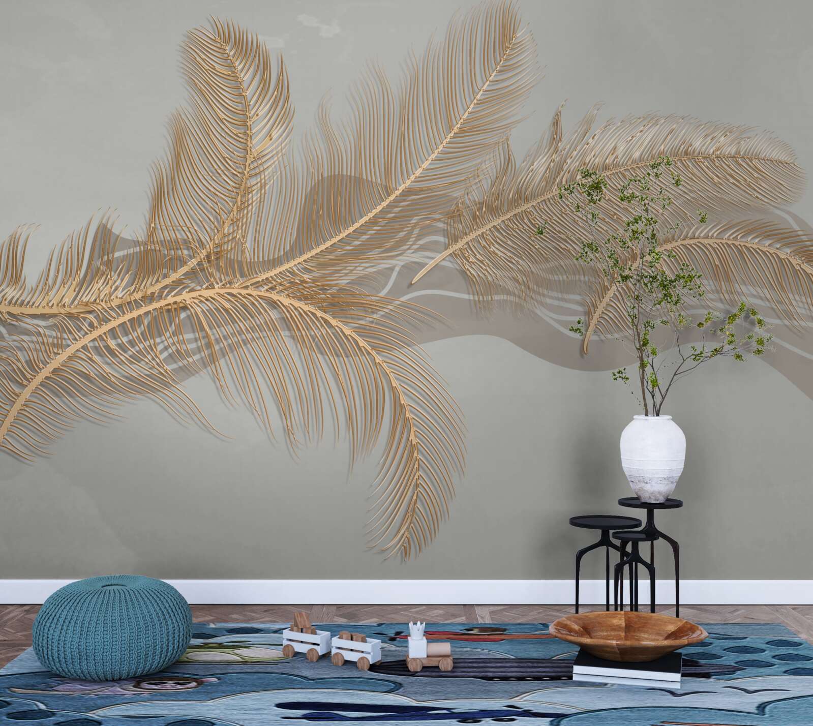 Фотошпалери золоте листя тропічних пальм