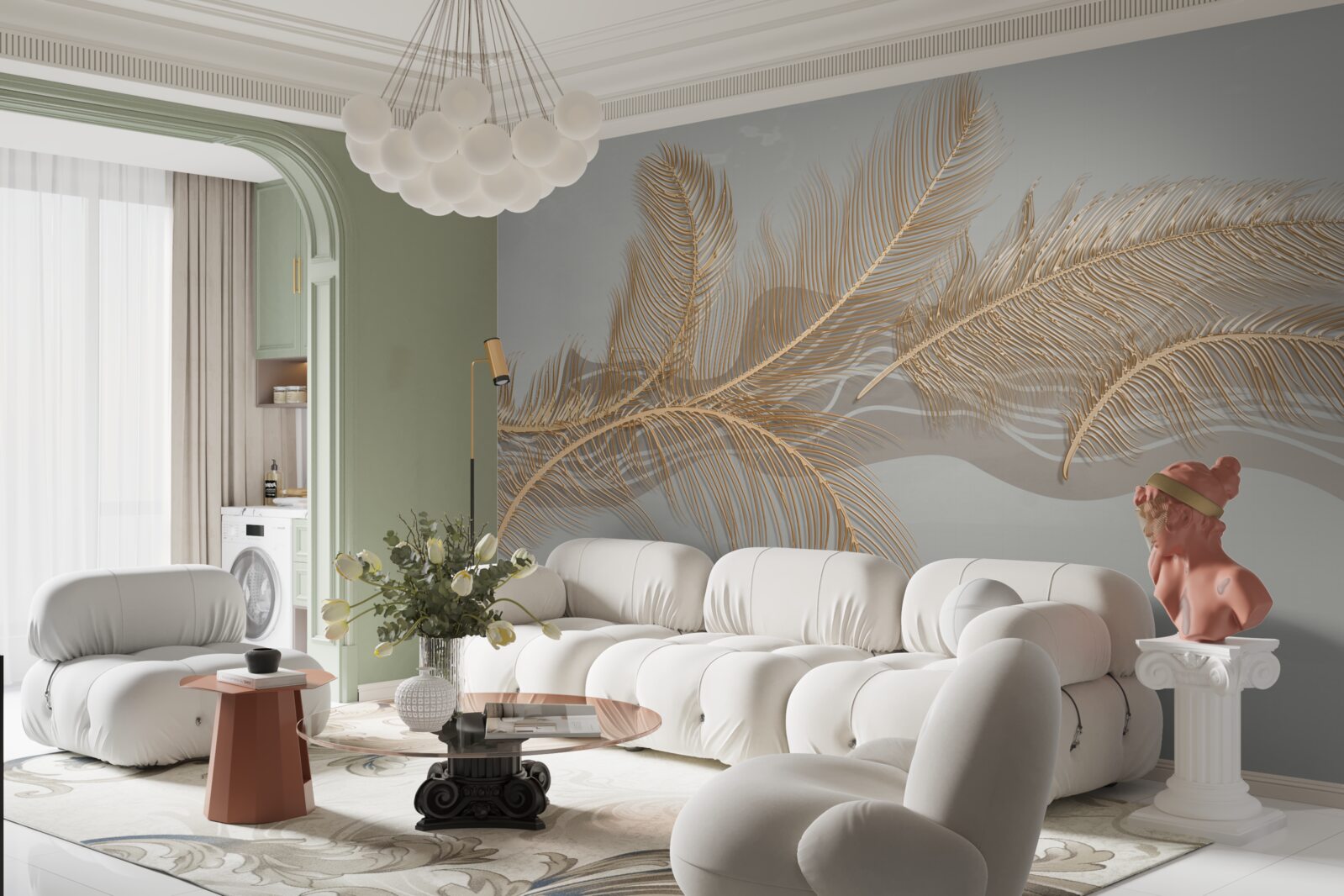 Фотошпалери золоте листя тропічних пальм