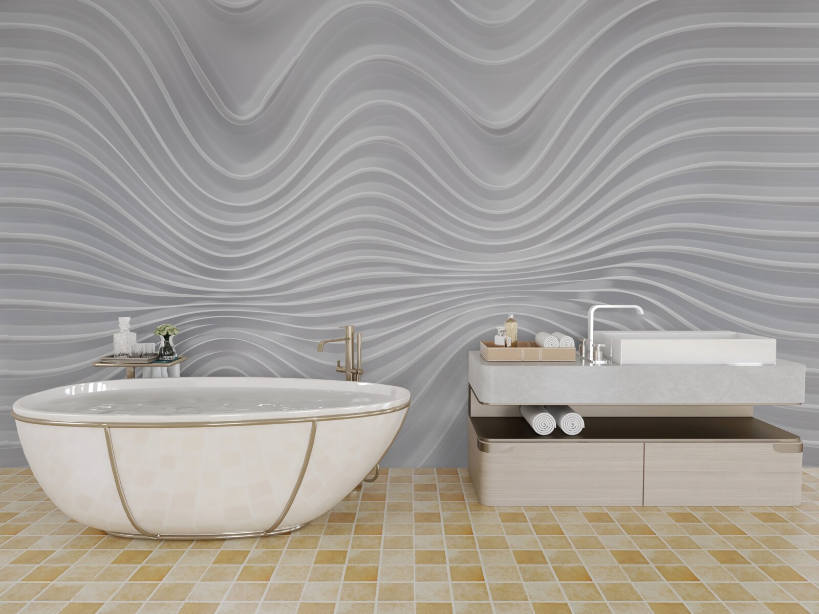 Фотошпалери хвилі, що простягаються до нескінченності в горизонтальному напрямку