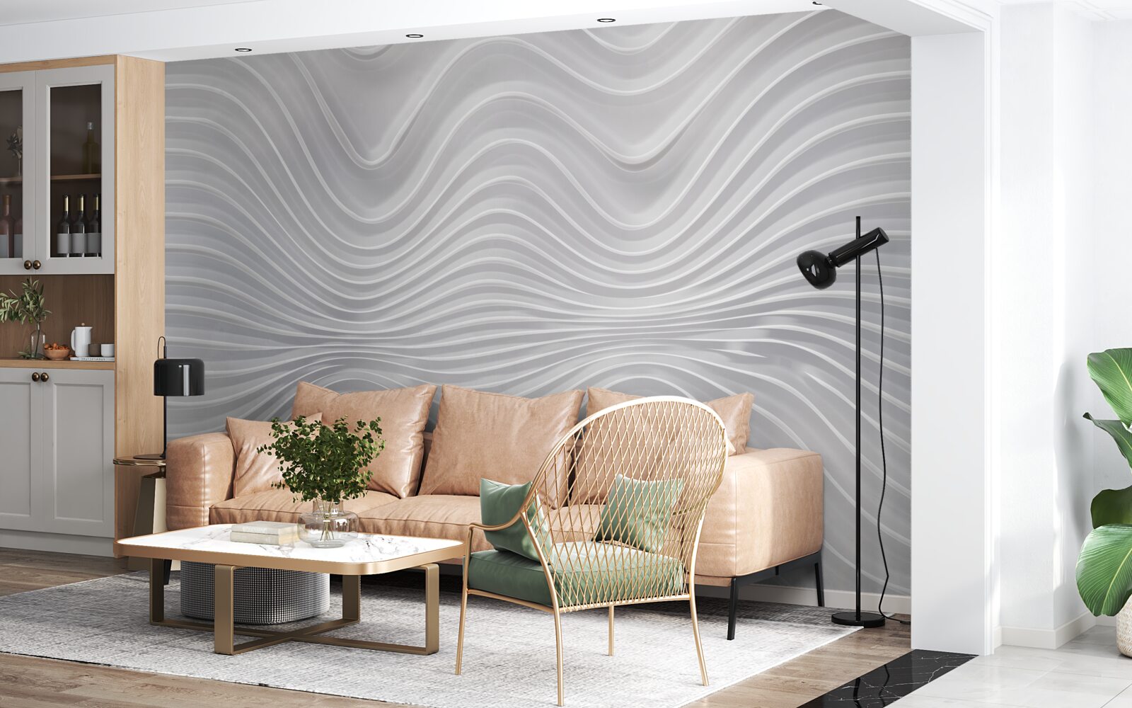 Фотошпалери хвилі, що простягаються до нескінченності в горизонтальному напрямку