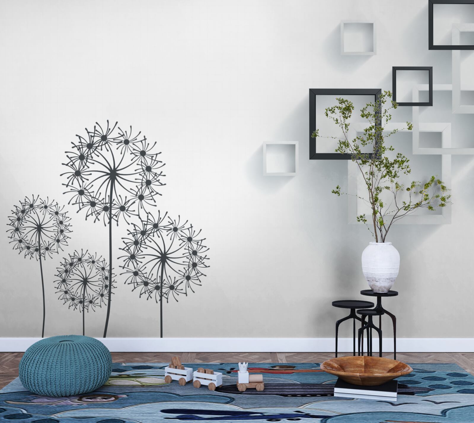 Фотошпалери геометричні фігури на білому тлі з мілеоном