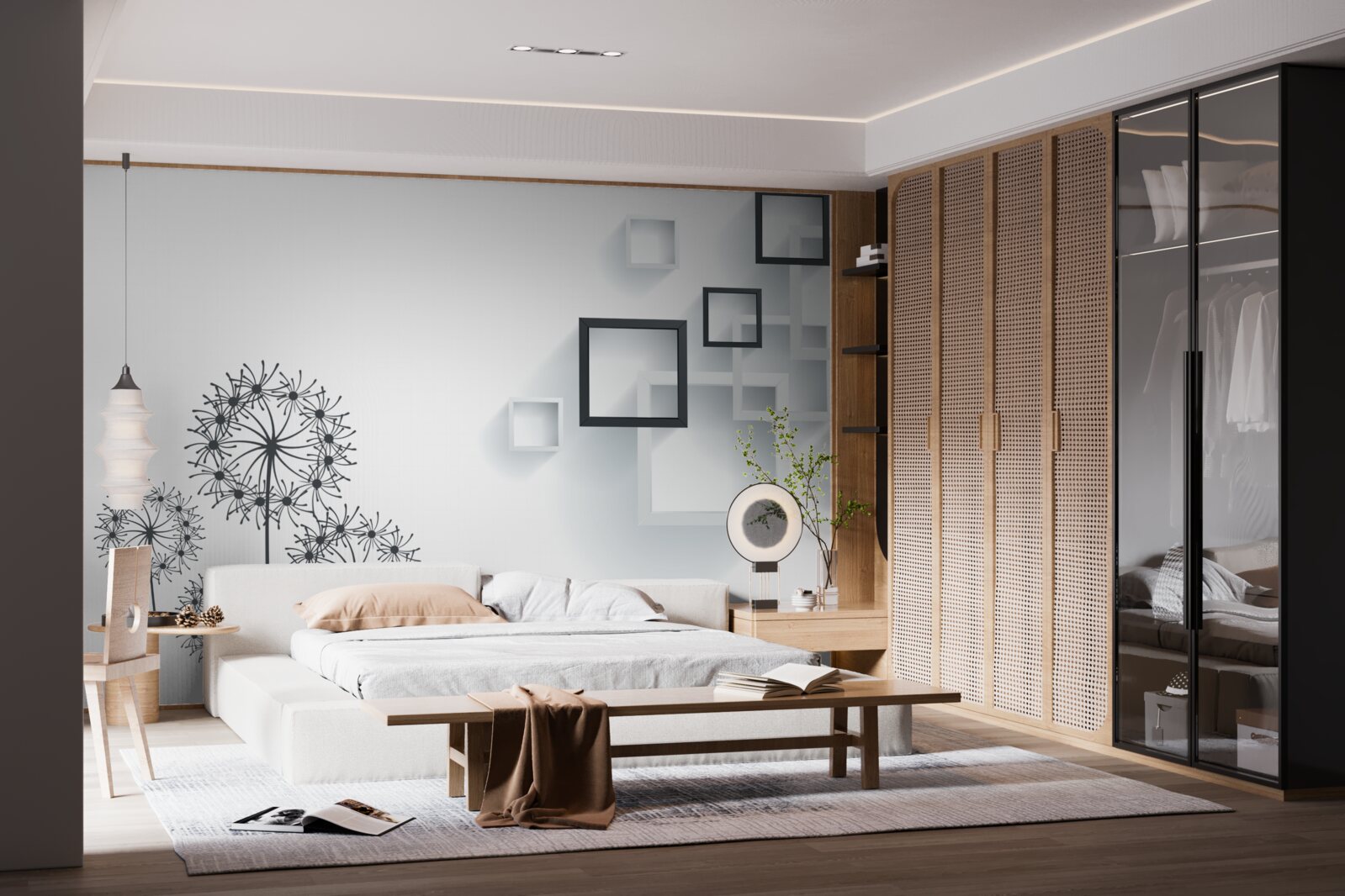 Фотошпалери геометричні фігури на білому тлі з мілеоном