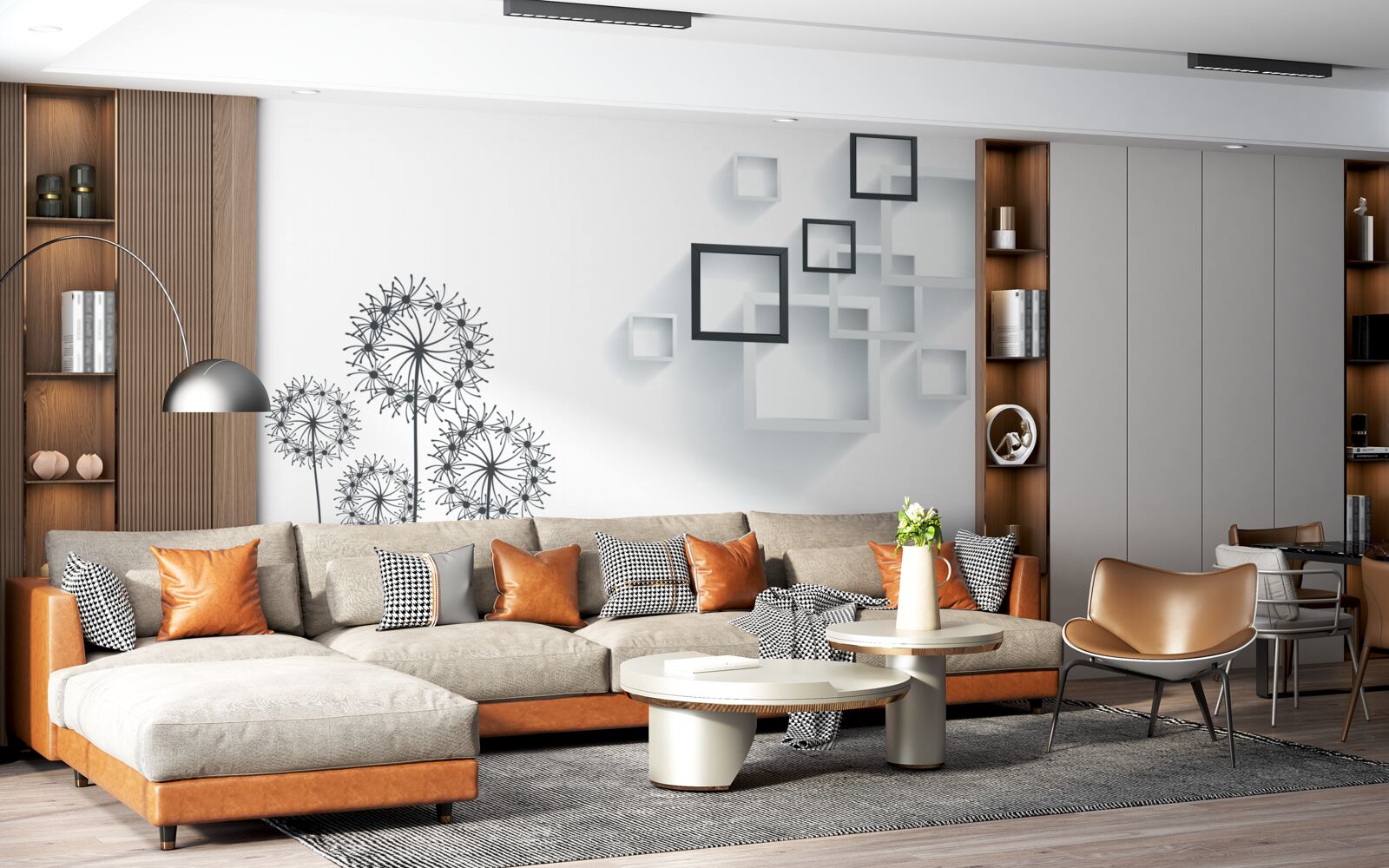 Фотошпалери геометричні фігури на білому тлі з мілеоном