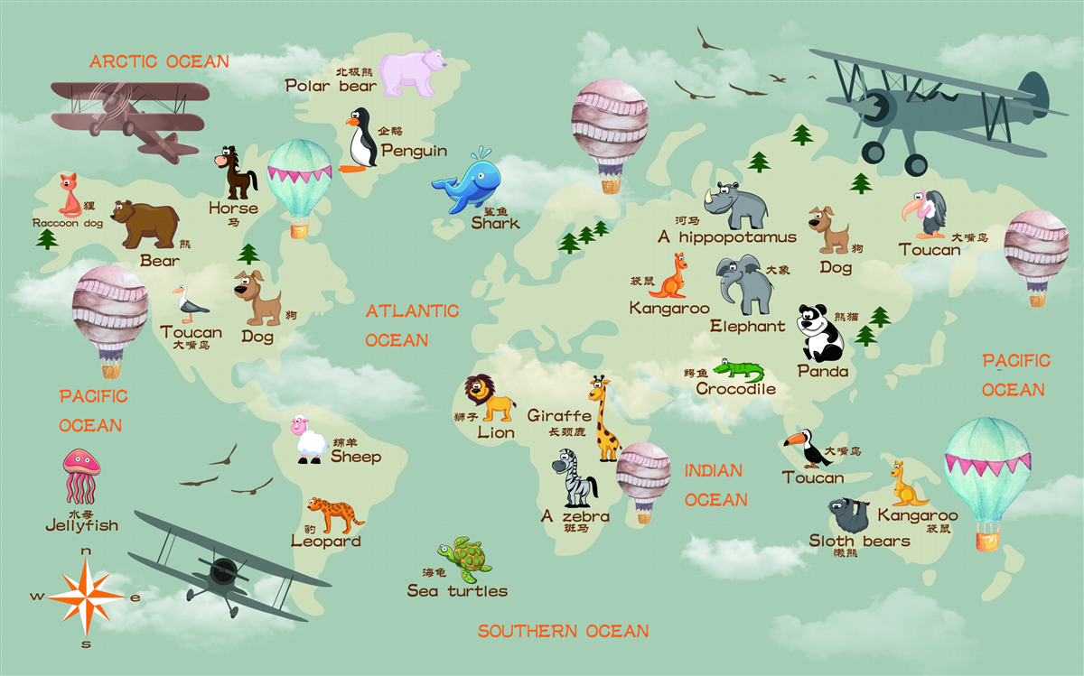 Фотошпалери карта світу для дітей